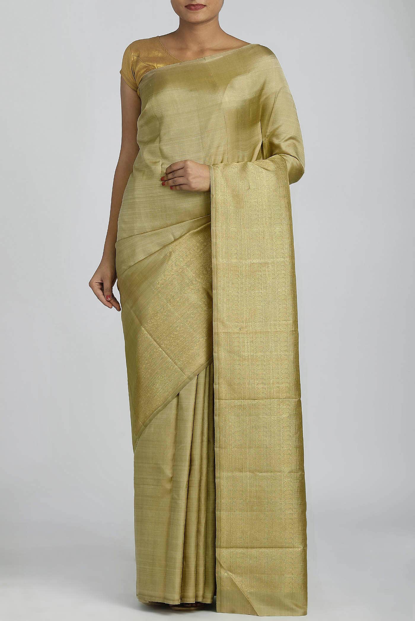 Beige Kanchipuram Silk Saree