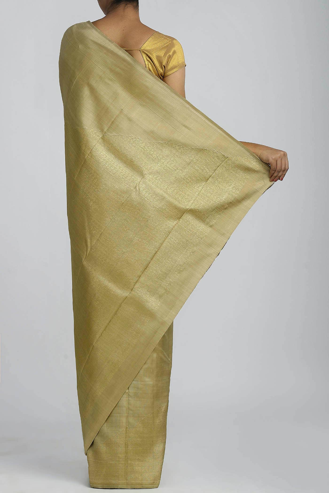 Beige Kanchipuram Silk Saree