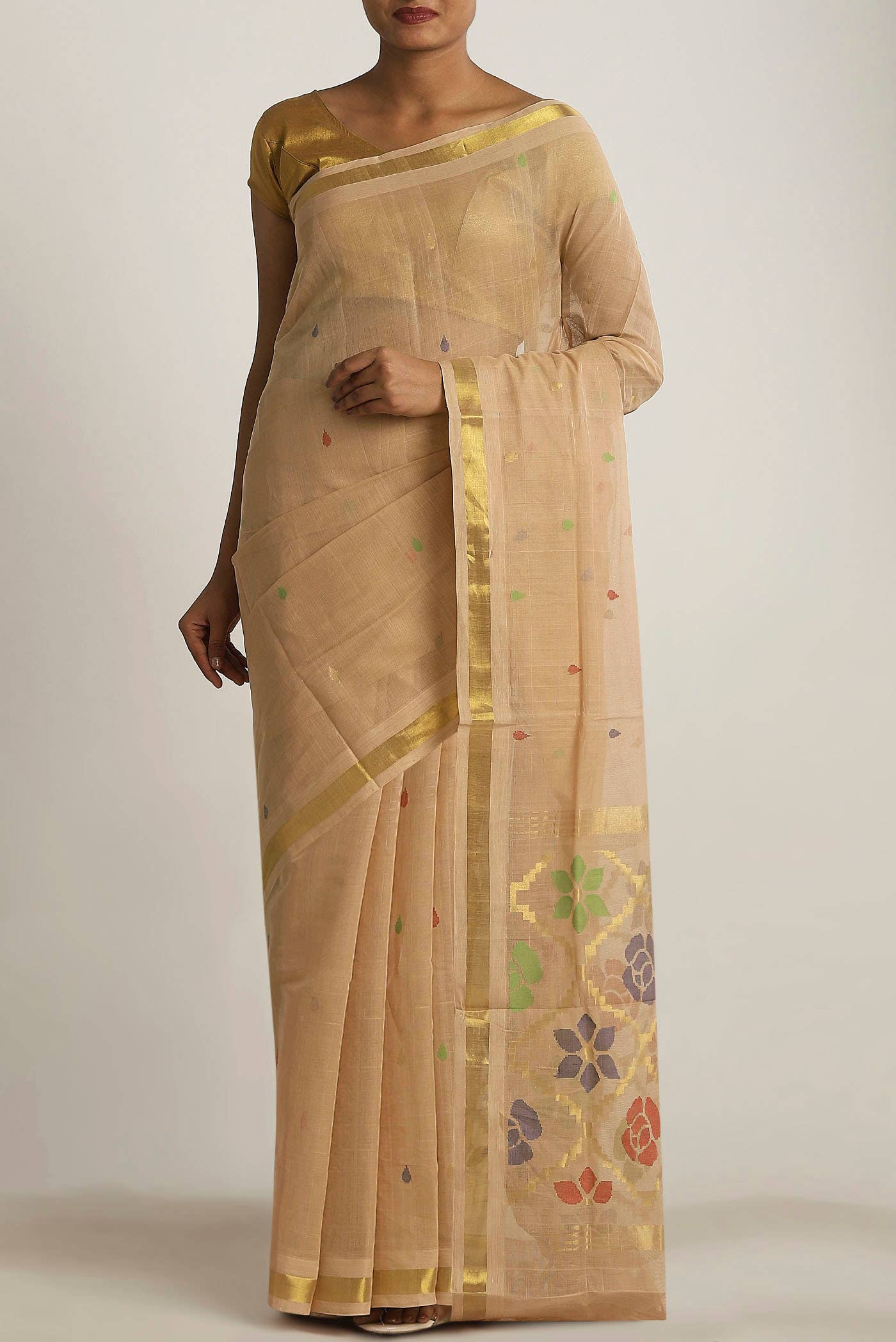 Sandal Uppada Cotton Saree