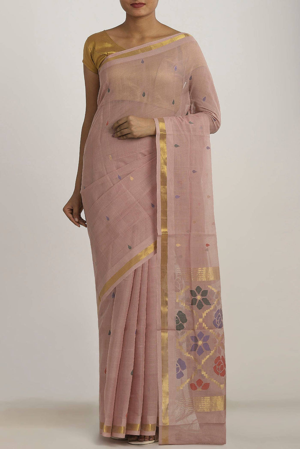 Rose Gold Uppada Cotton Saree