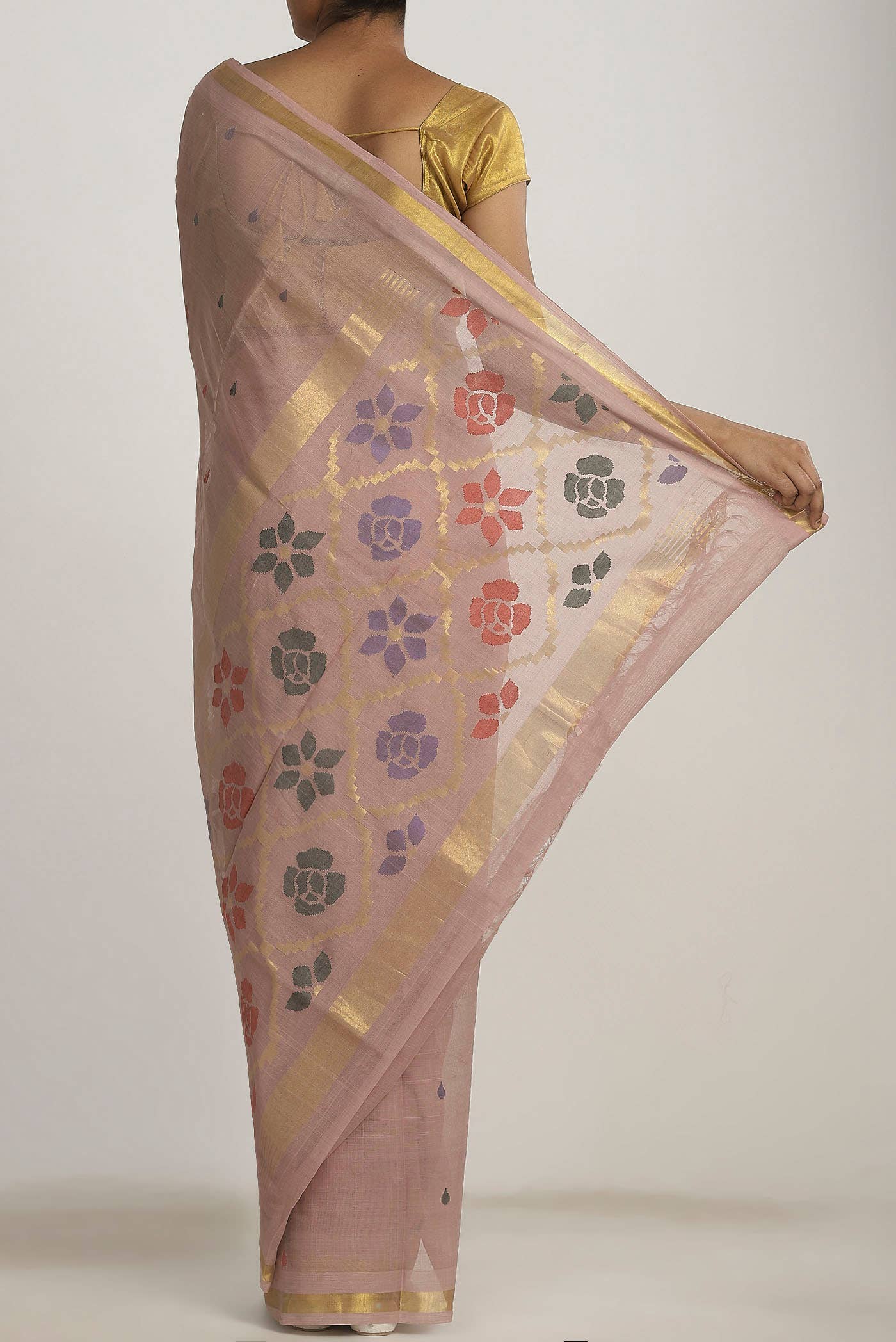 Rose Gold Uppada Cotton Saree