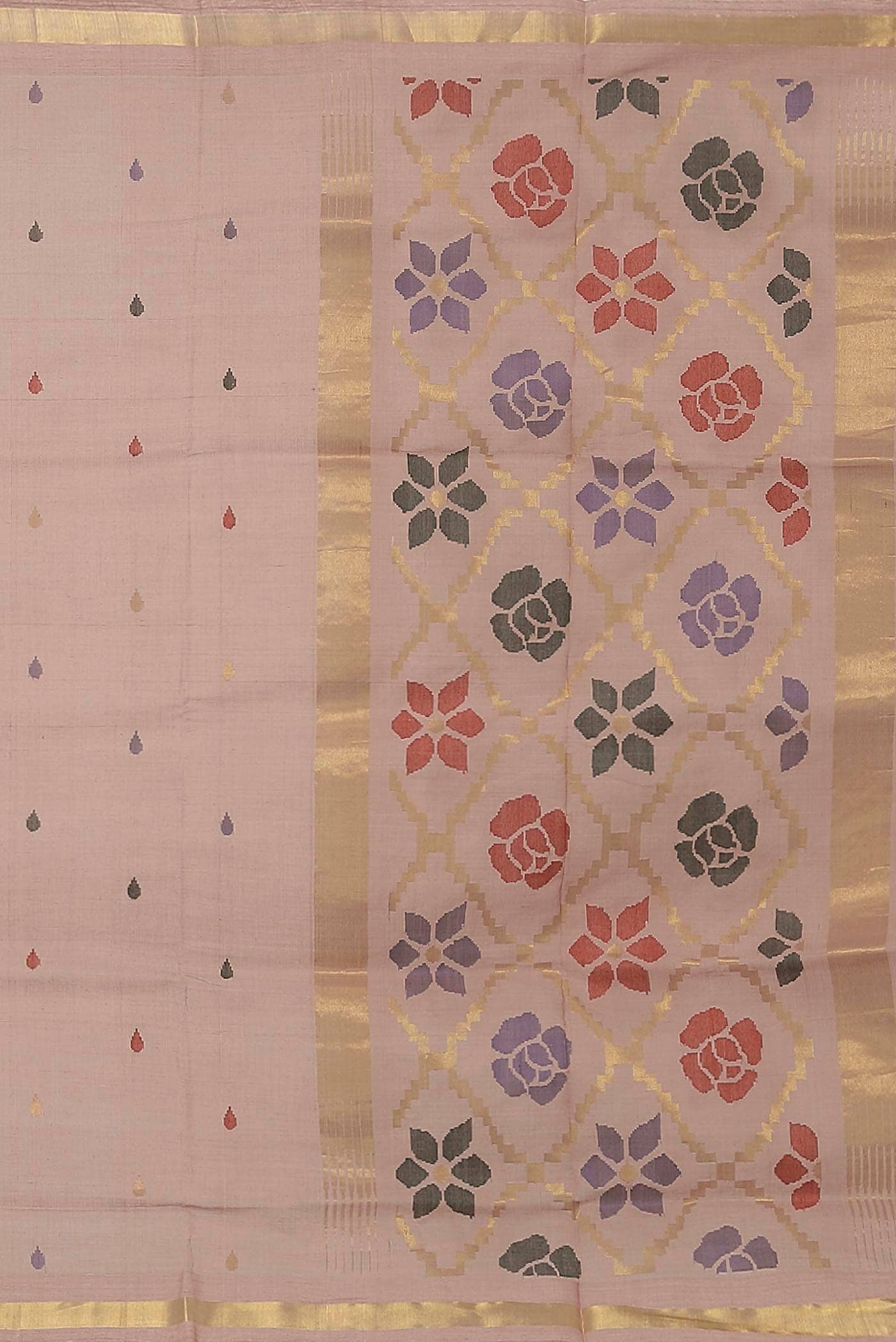 Rose Gold Uppada Cotton Saree