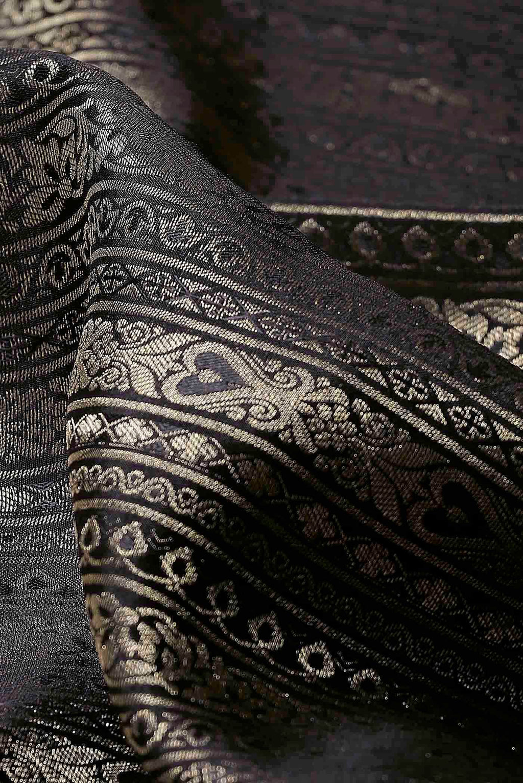 Black Mysore Crepe Saree
