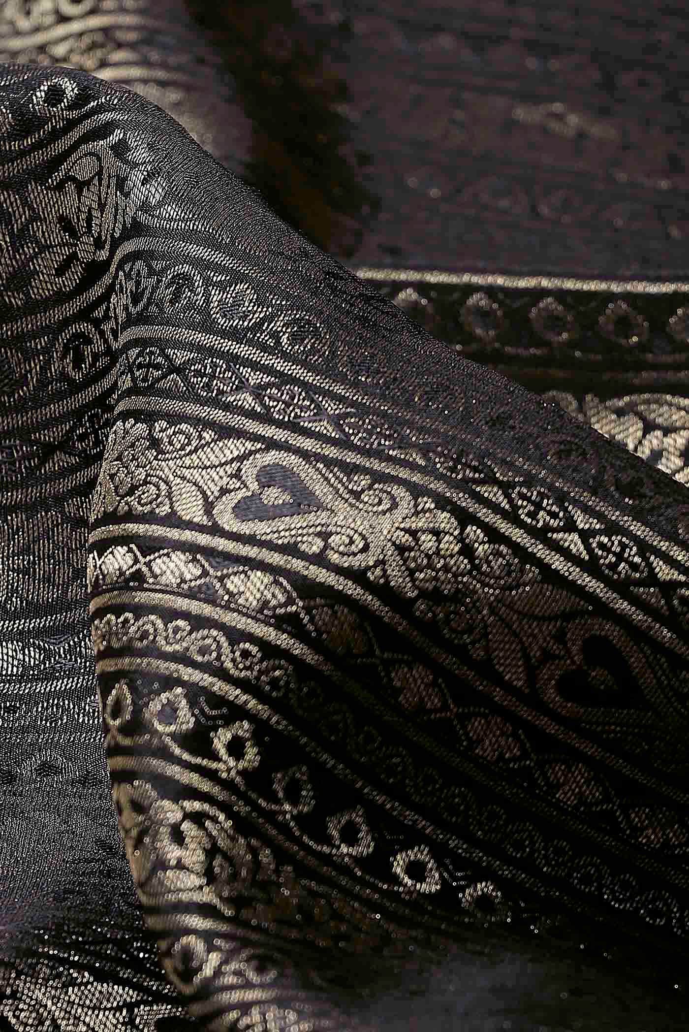 Black Mysore Crepe Saree