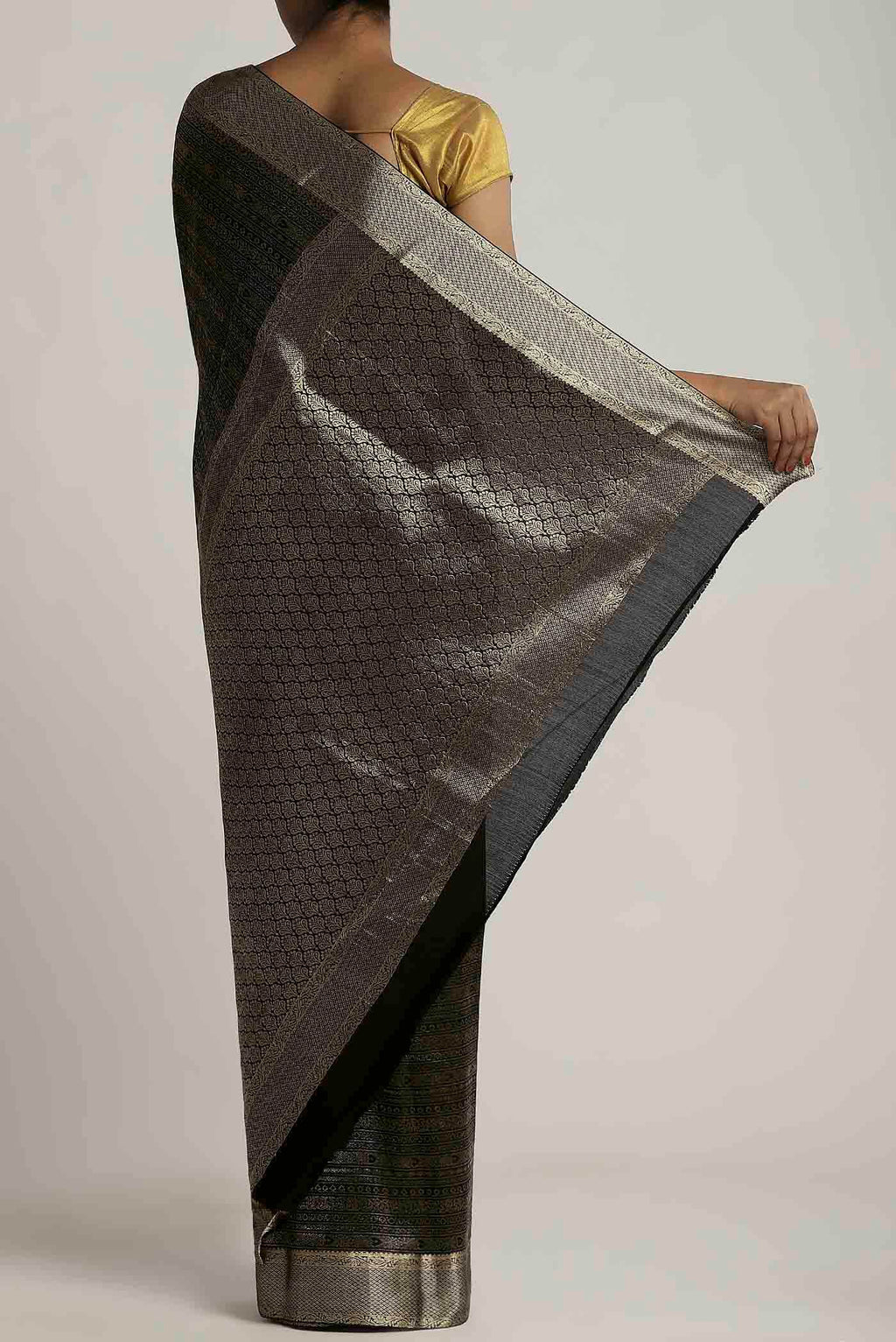 Black Mysore Crepe Saree