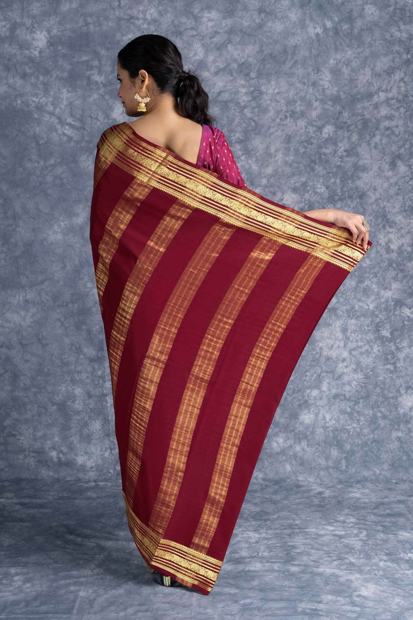 Beige Crepe Saree