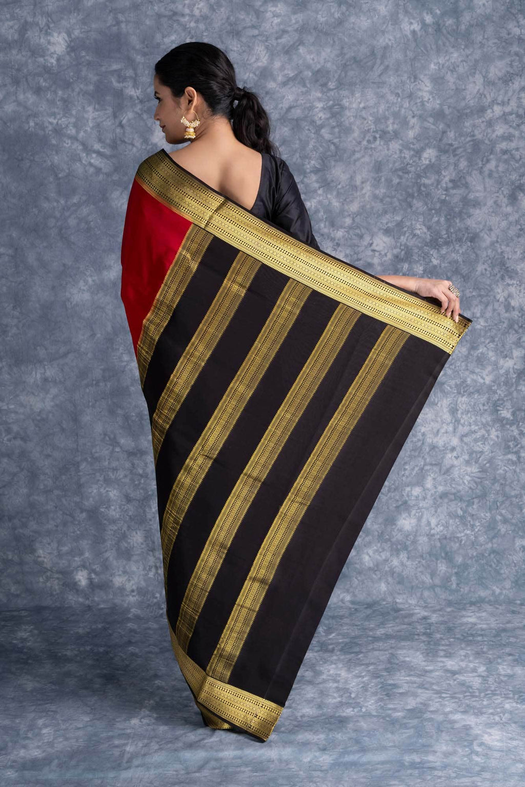 Deep Red Crepe Saree