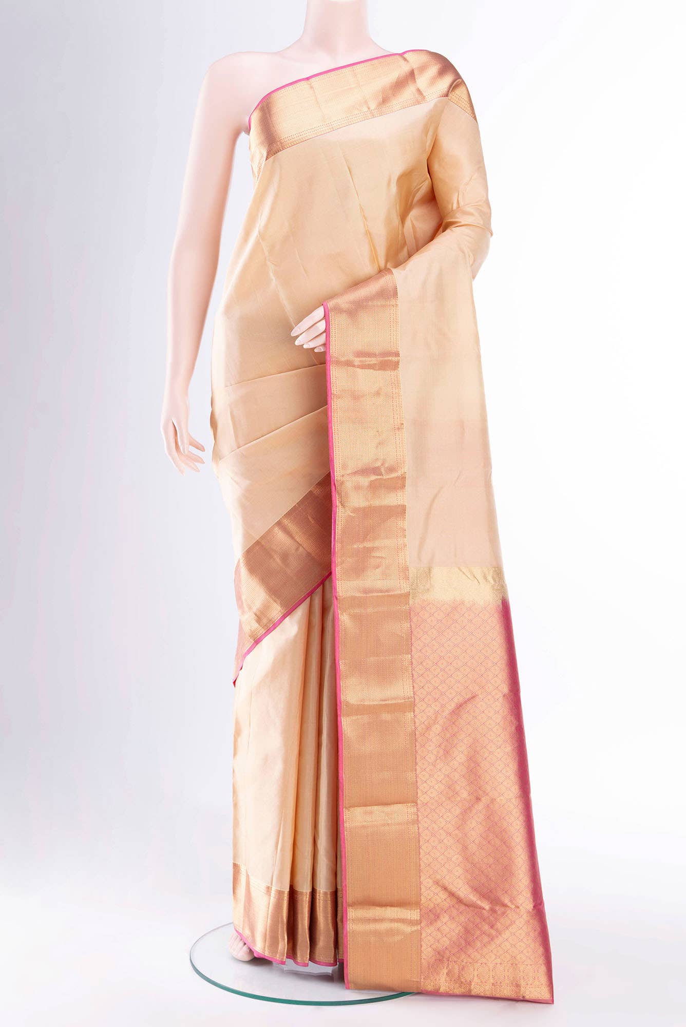 Beige Kanchipuram Silk Saree