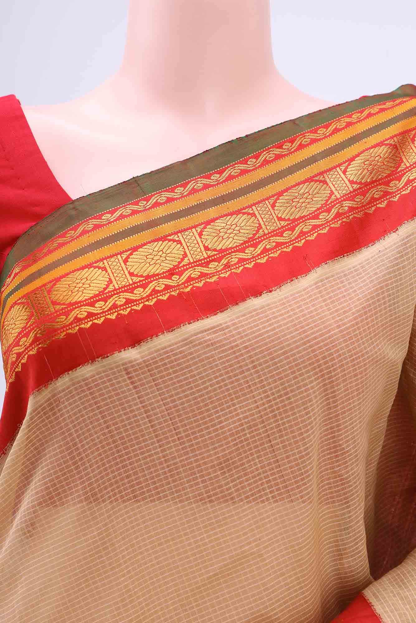 Beige Gadwal cotton Saree