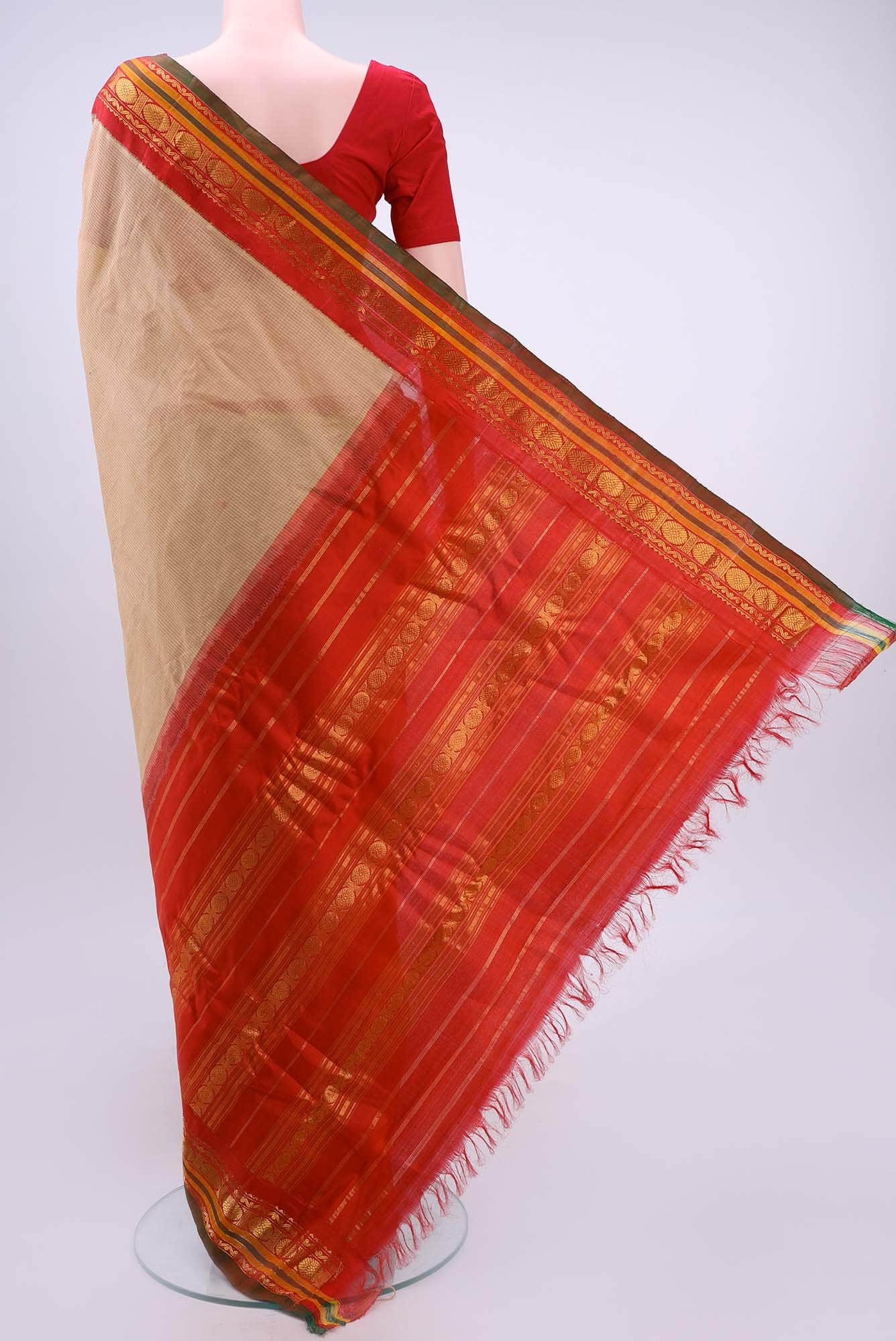 Beige Gadwal cotton Saree