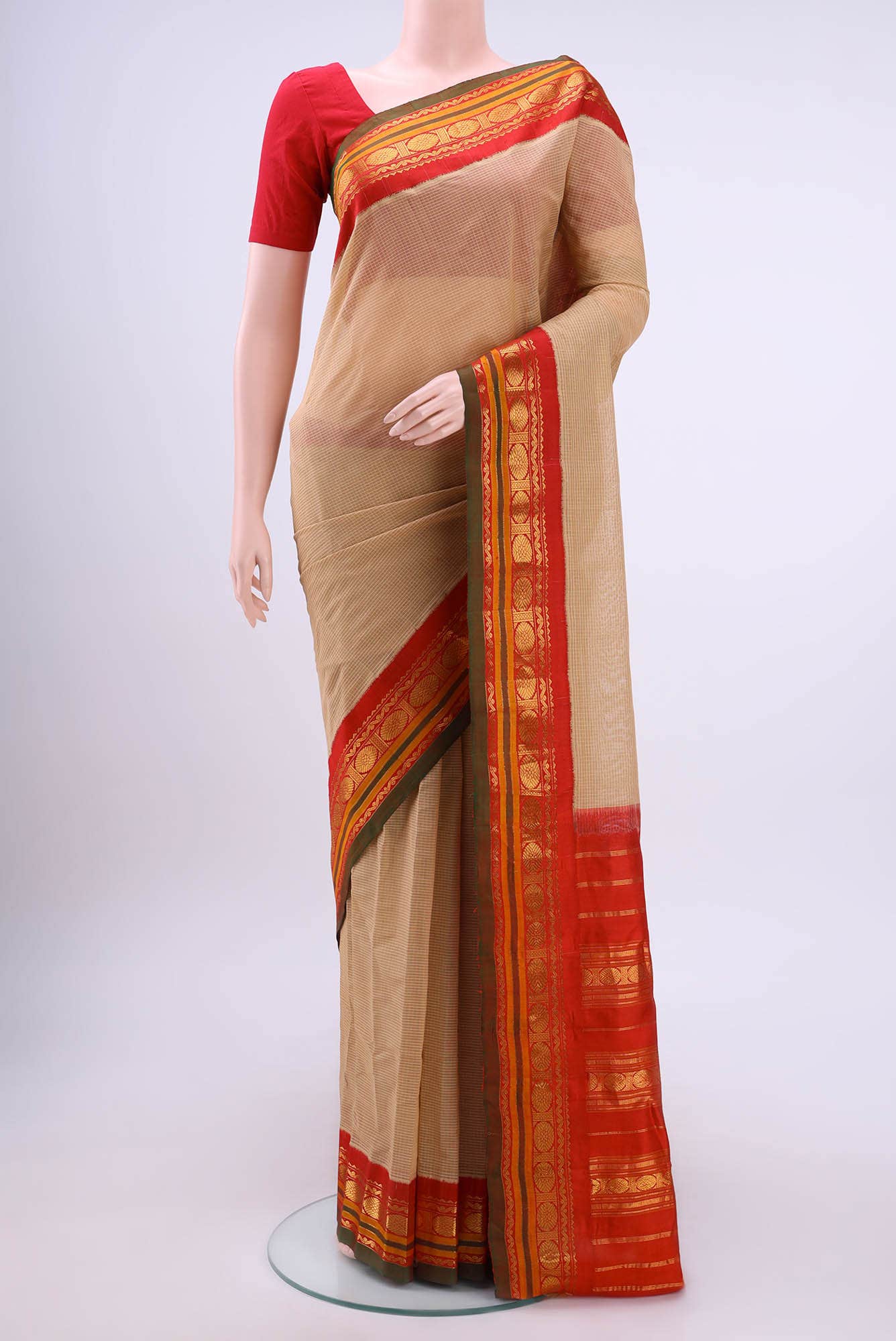 Beige Gadwal cotton Saree