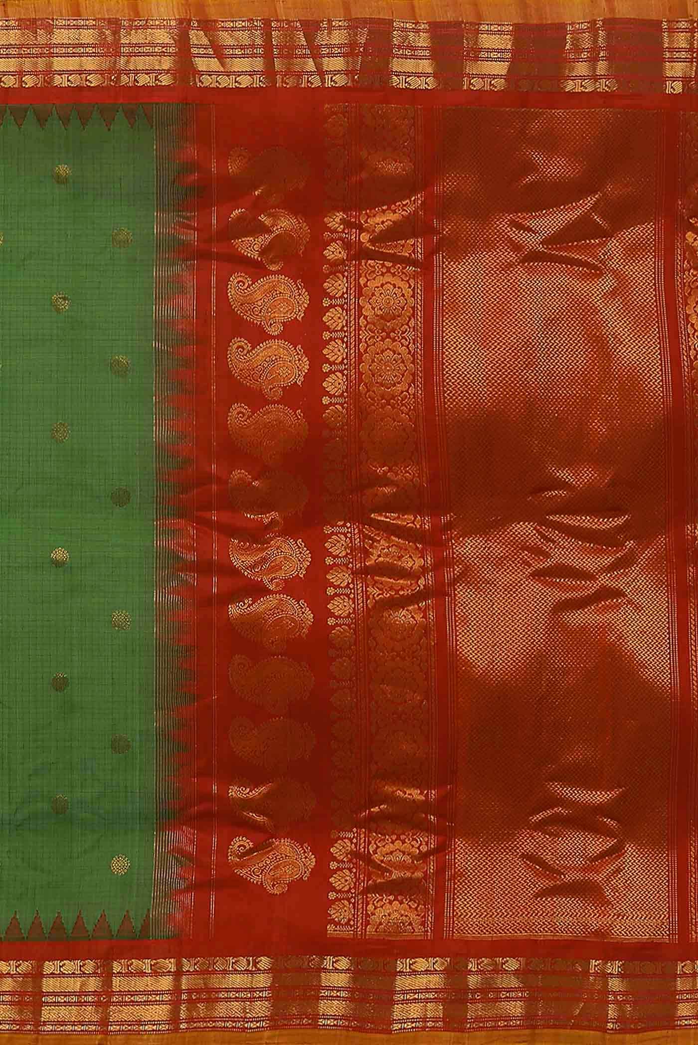 Green Gadwal Silk Cotton Saree
