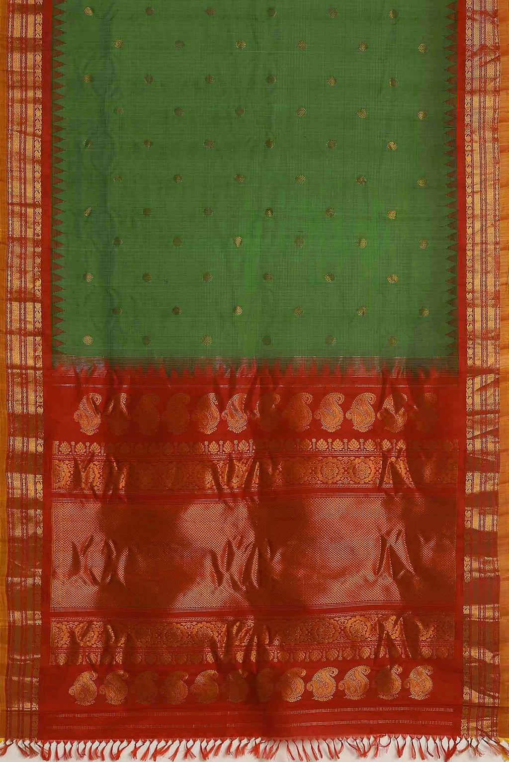 Green Gadwal Silk Cotton Saree