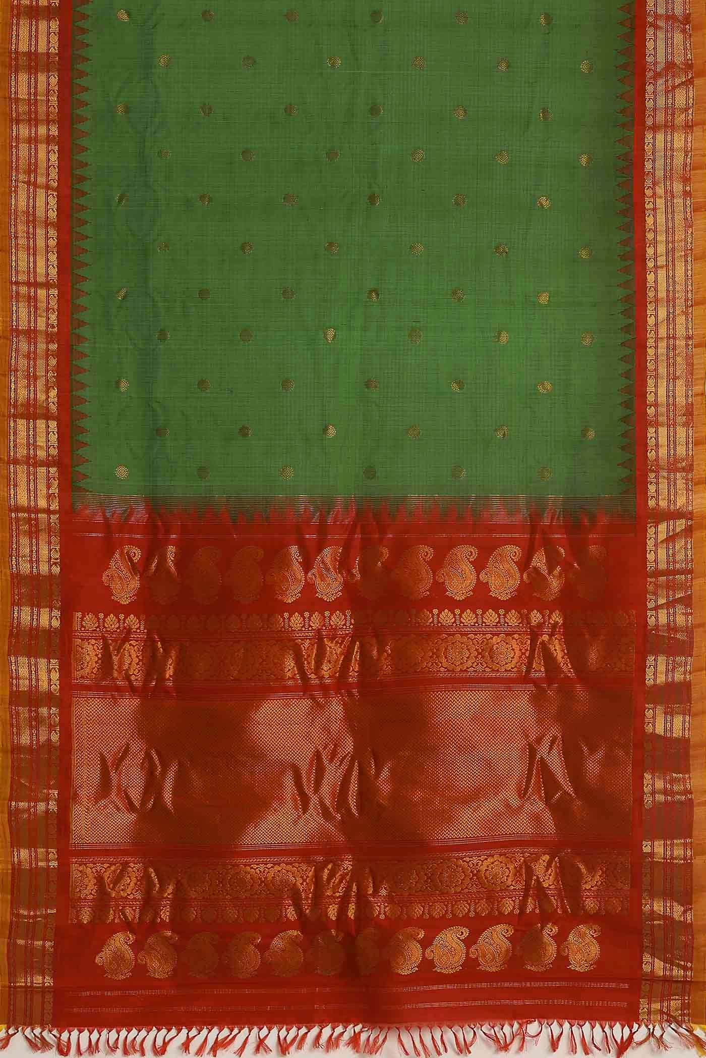 Green Gadwal Silk Cotton Saree