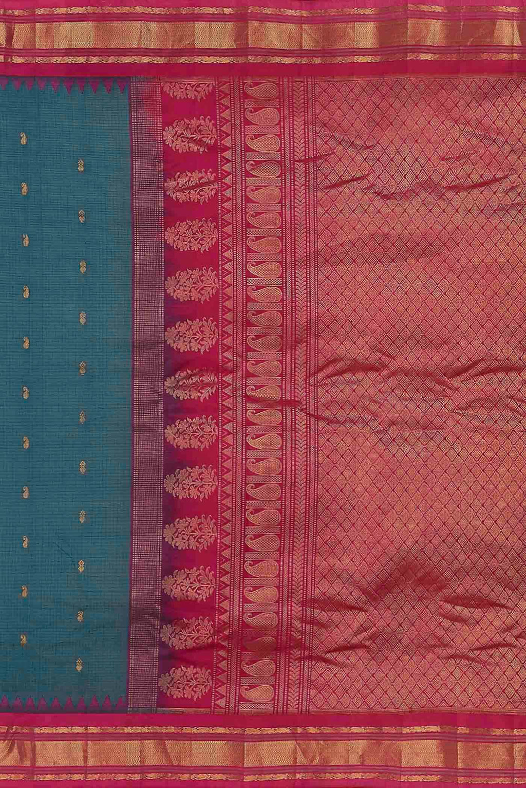 Blue Gadwal Silk Cotton Saree