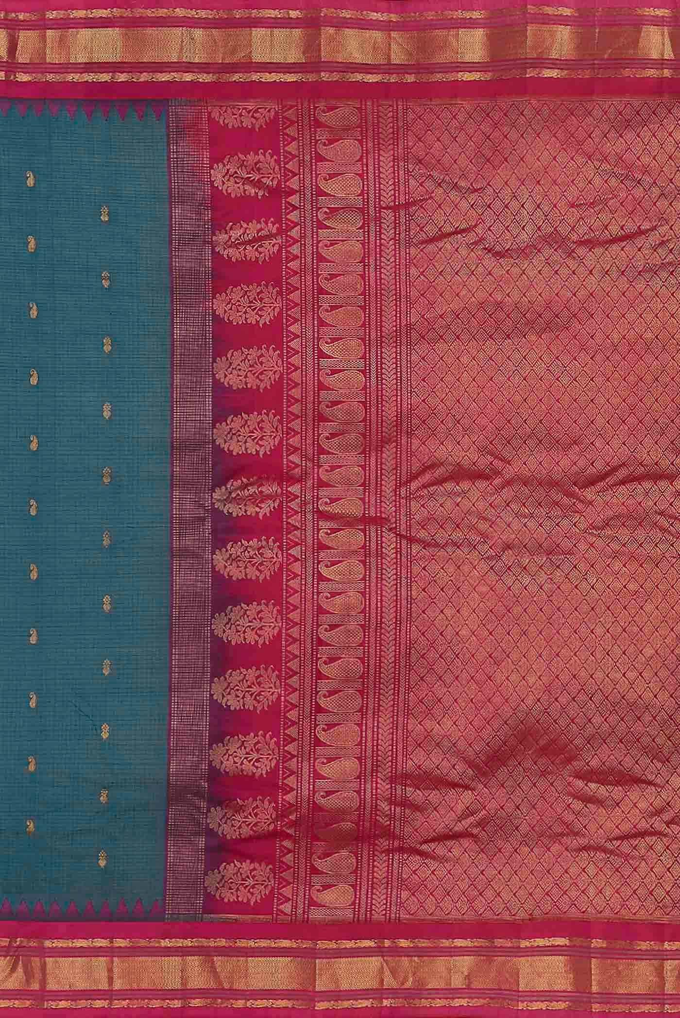 Blue Gadwal Silk Cotton Saree