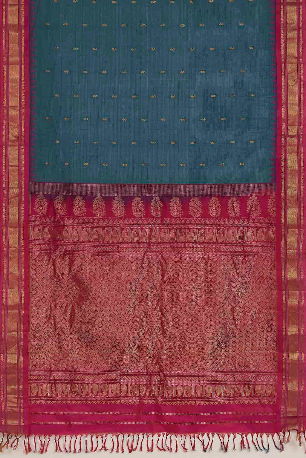 Blue Gadwal Silk Cotton Saree