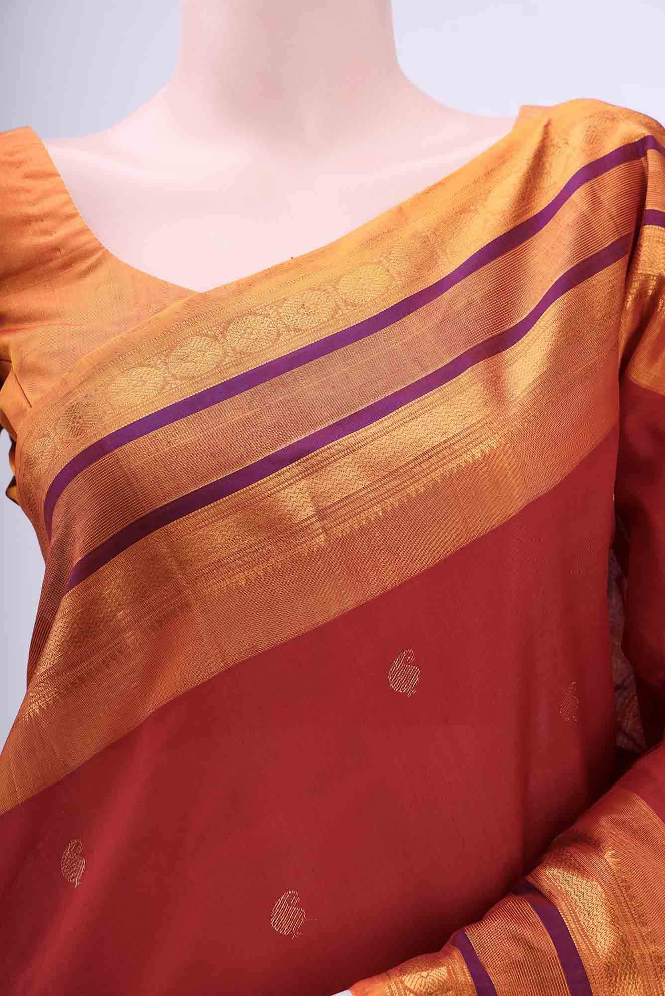 Deep Red Gadwal Silk Saree