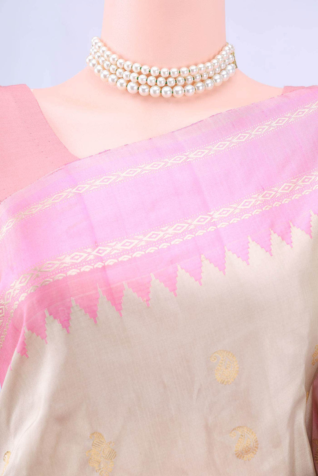 Beige Gadwal Silk Cotton Saree