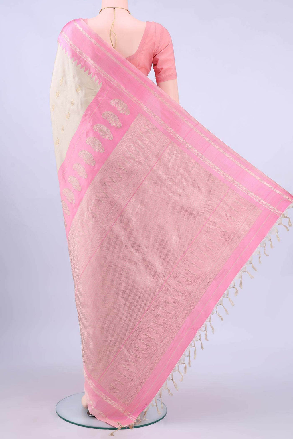 Beige Gadwal Silk Cotton Saree