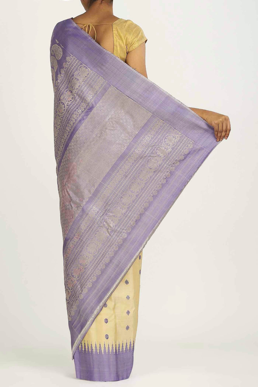 Cream Gadwal Silk Saree