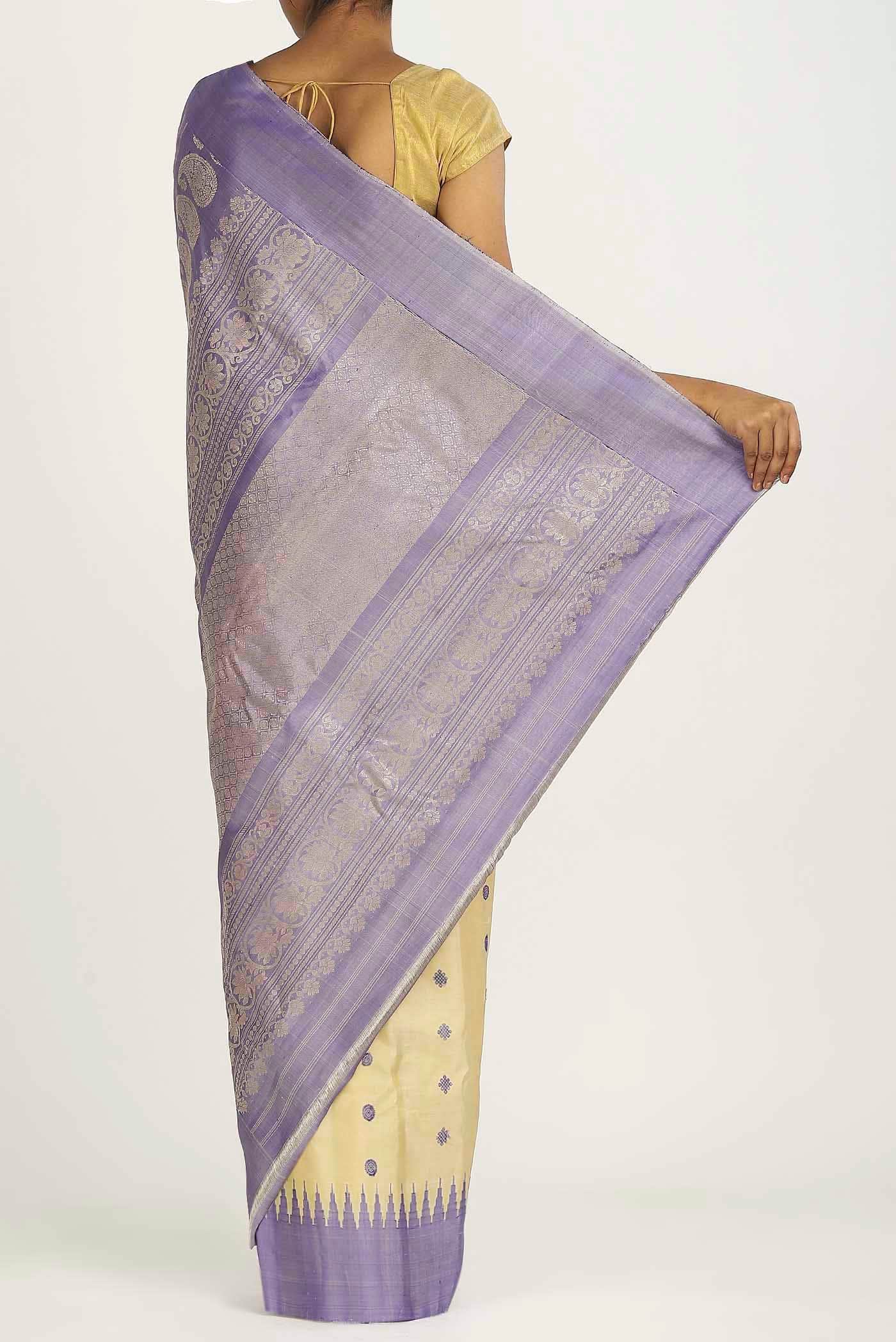 Cream Gadwal Silk Saree