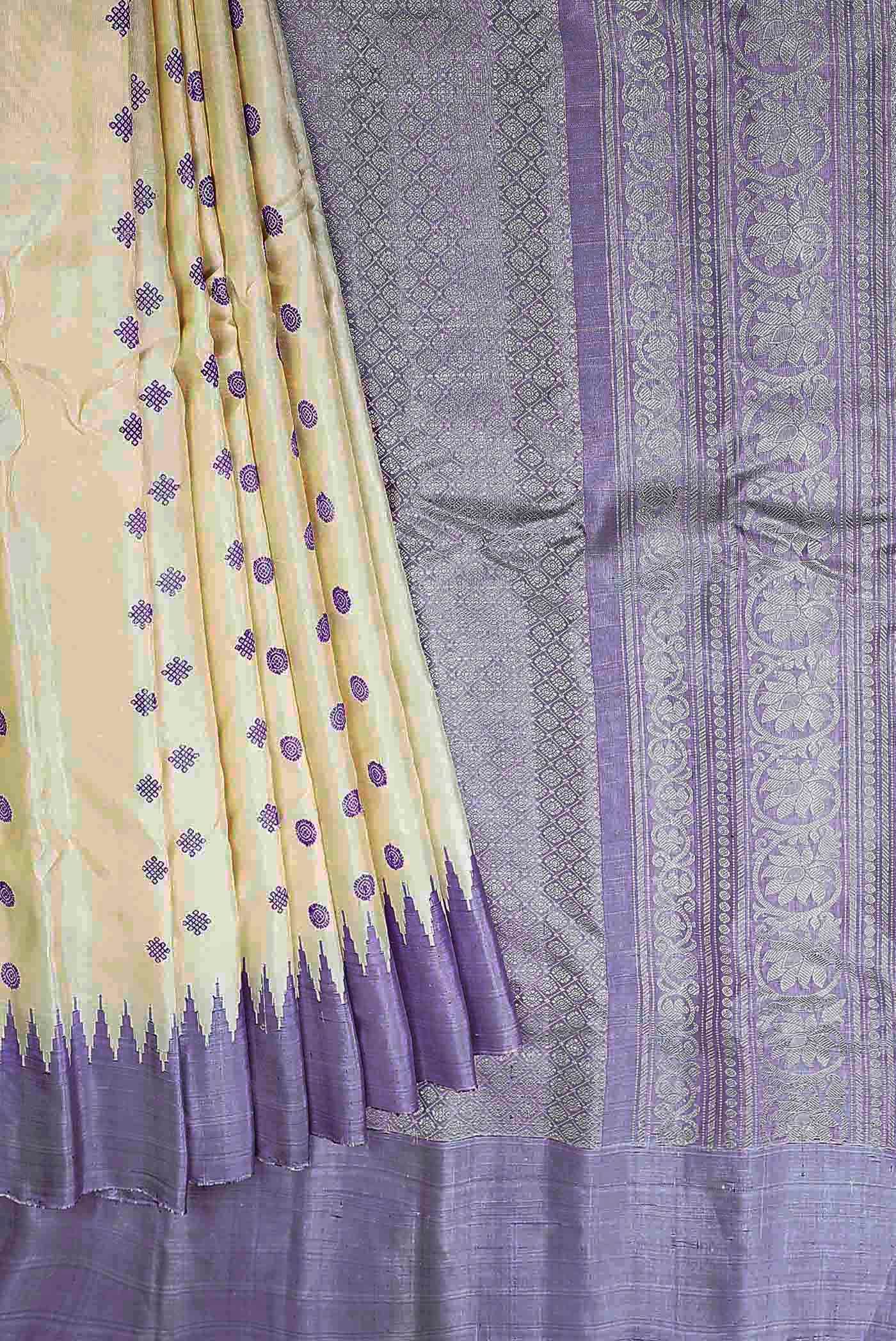 Cream Gadwal Silk Saree
