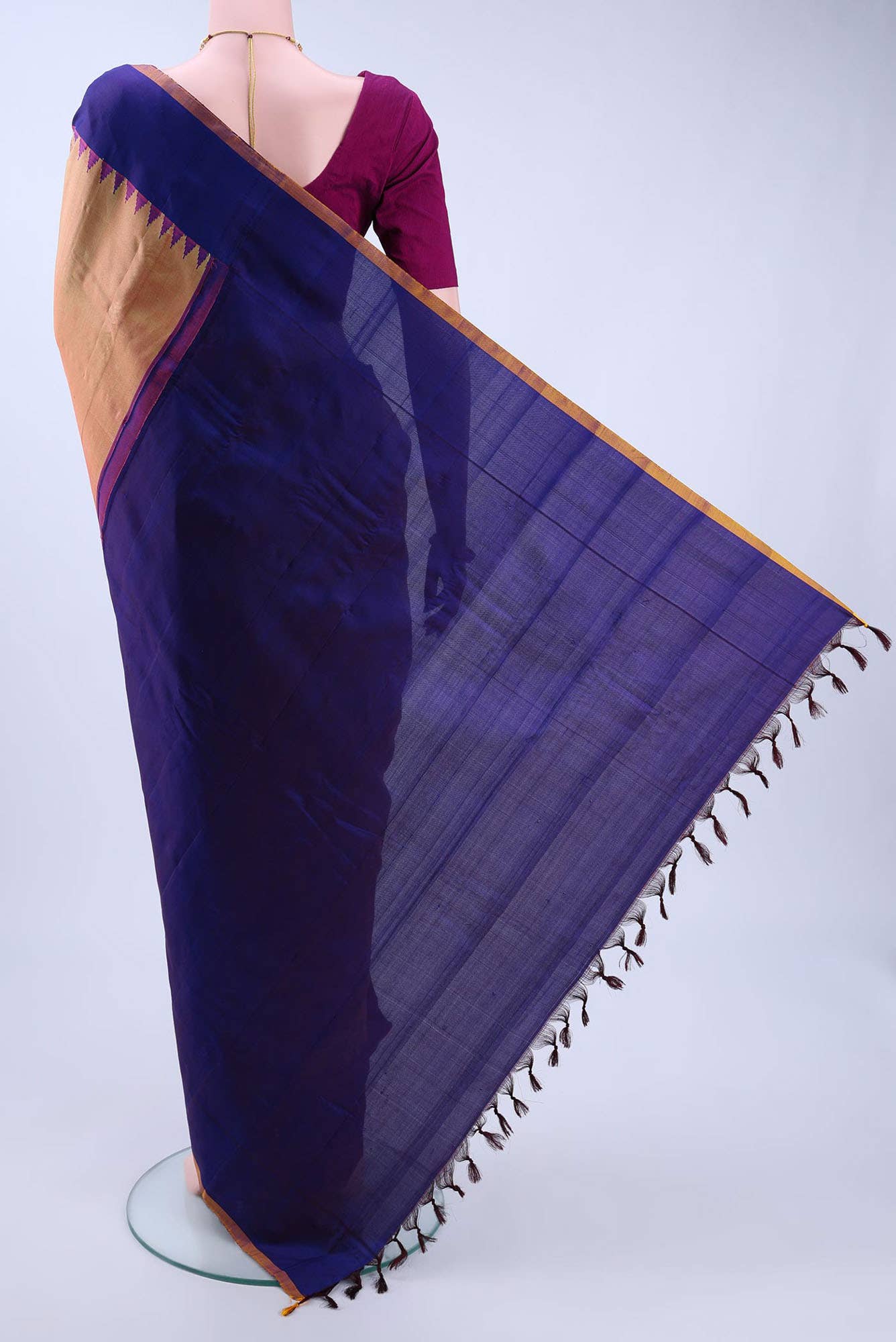 Golden Peach Gadwal Silk Saree