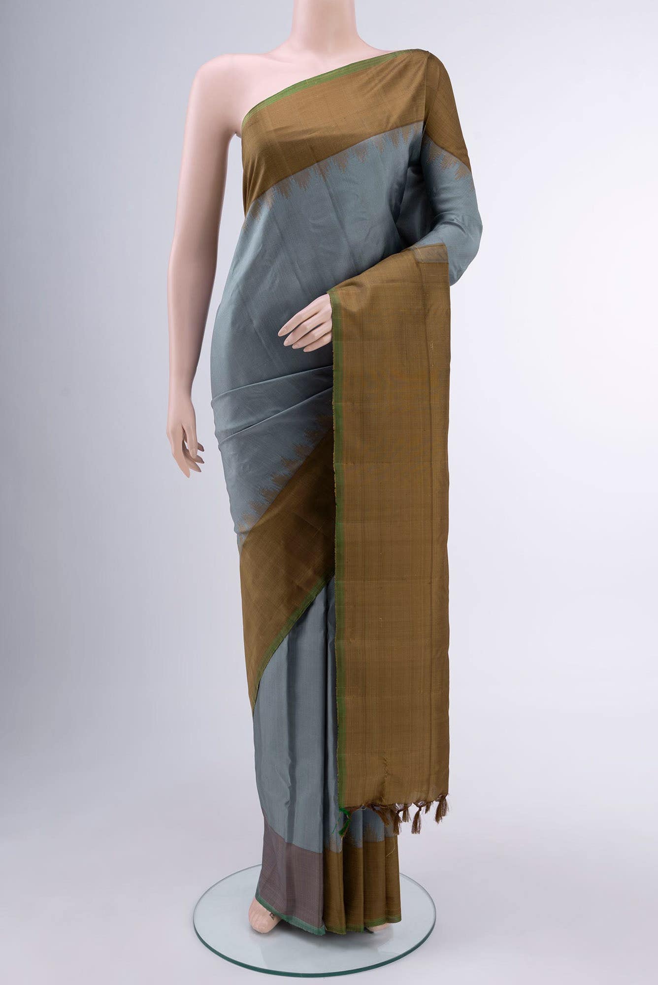 Davys Grey Gadwal Silk Saree