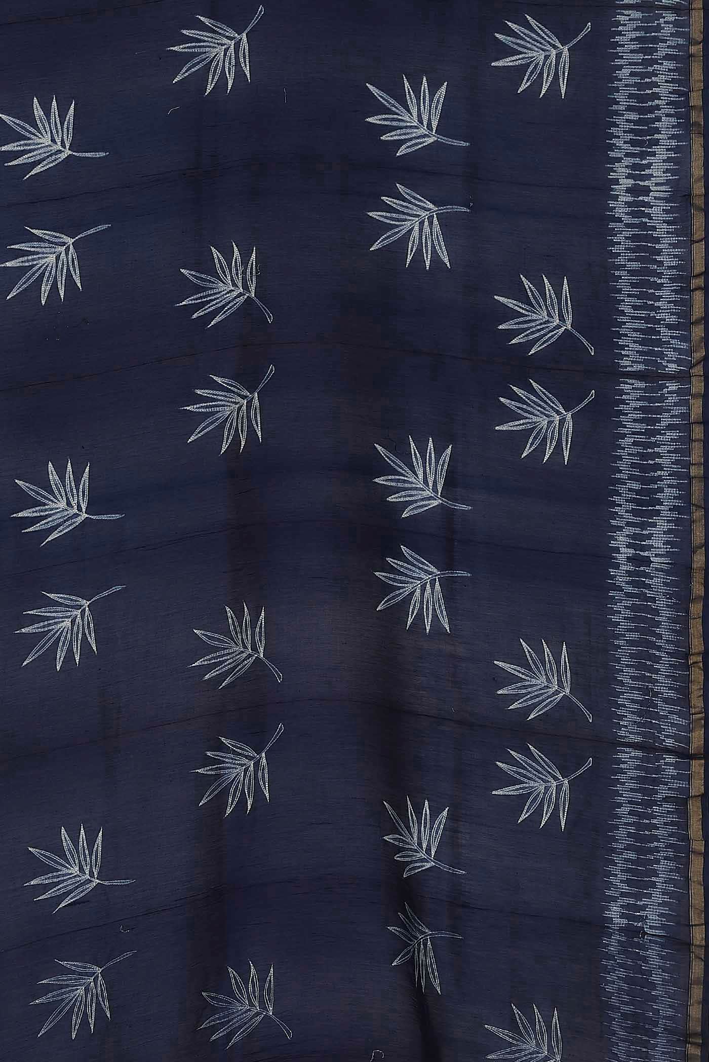 Navy Blue Chanderi Silk Cotton Saree