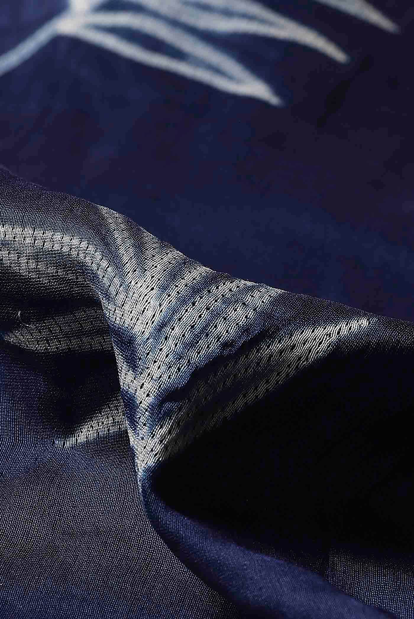 Navy Blue Chanderi Silk Cotton Saree