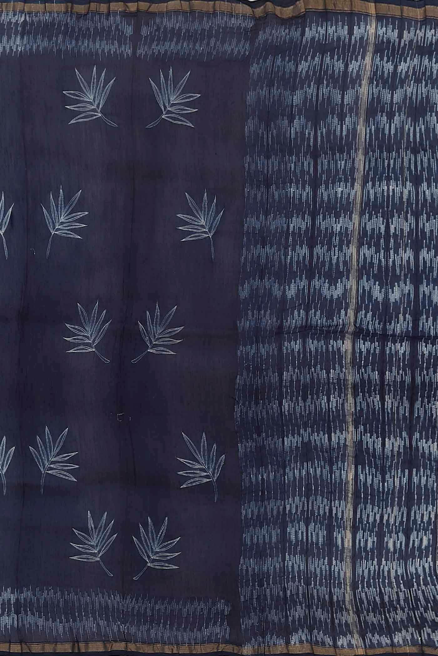 Navy Blue Chanderi Silk Cotton Saree