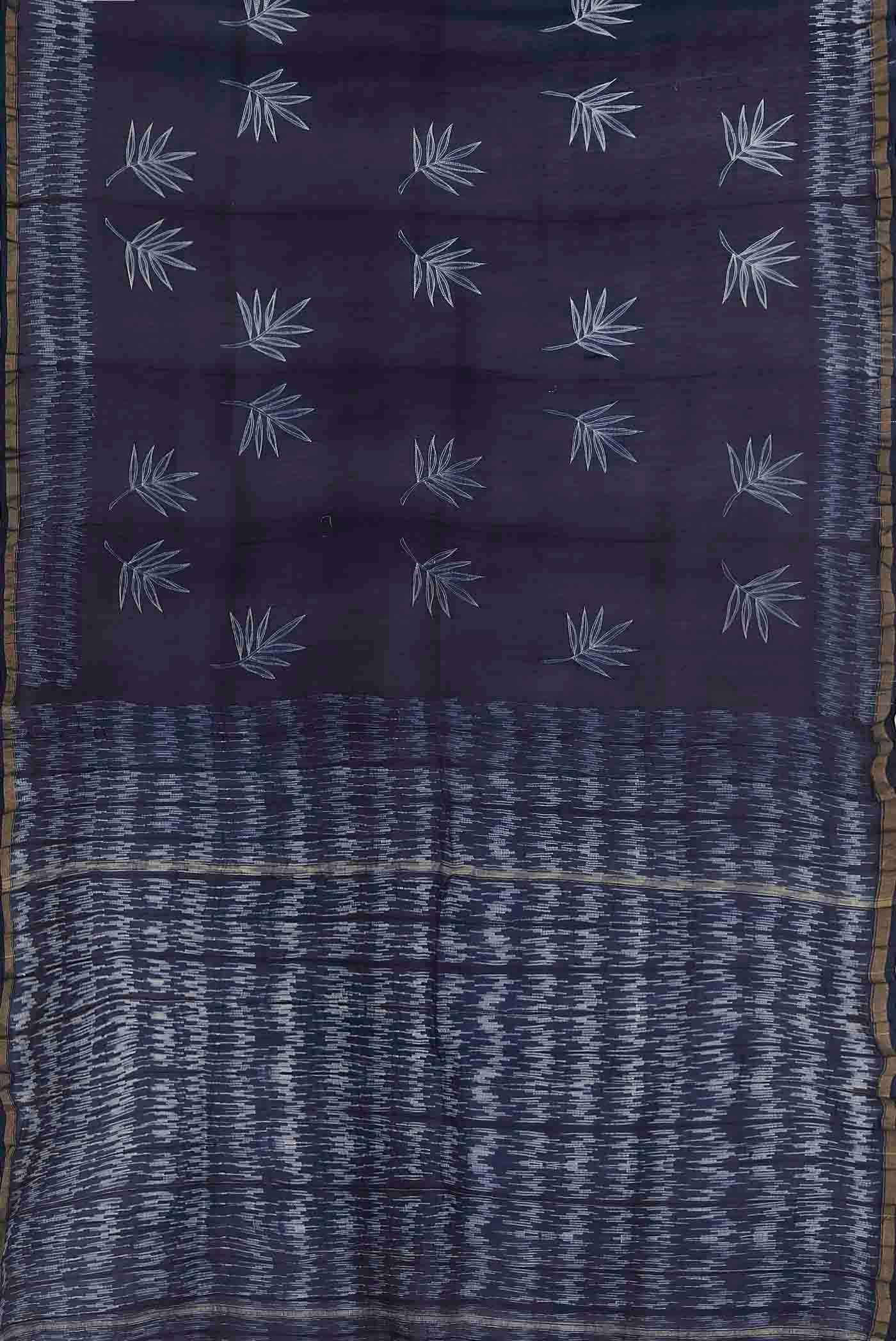 Navy Blue Chanderi Silk Cotton Saree