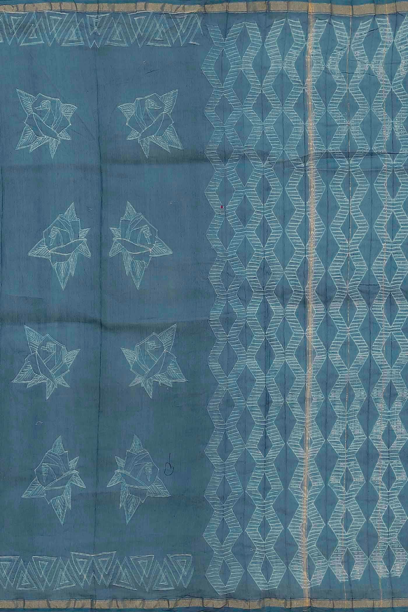 Blue Chanderi Silk Cotton Saree