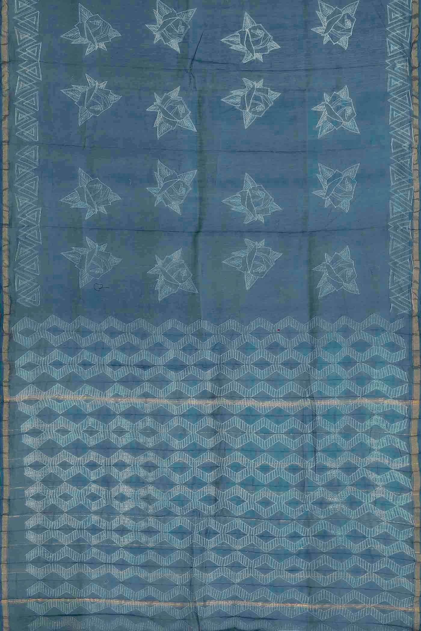 Blue Chanderi Silk Cotton Saree