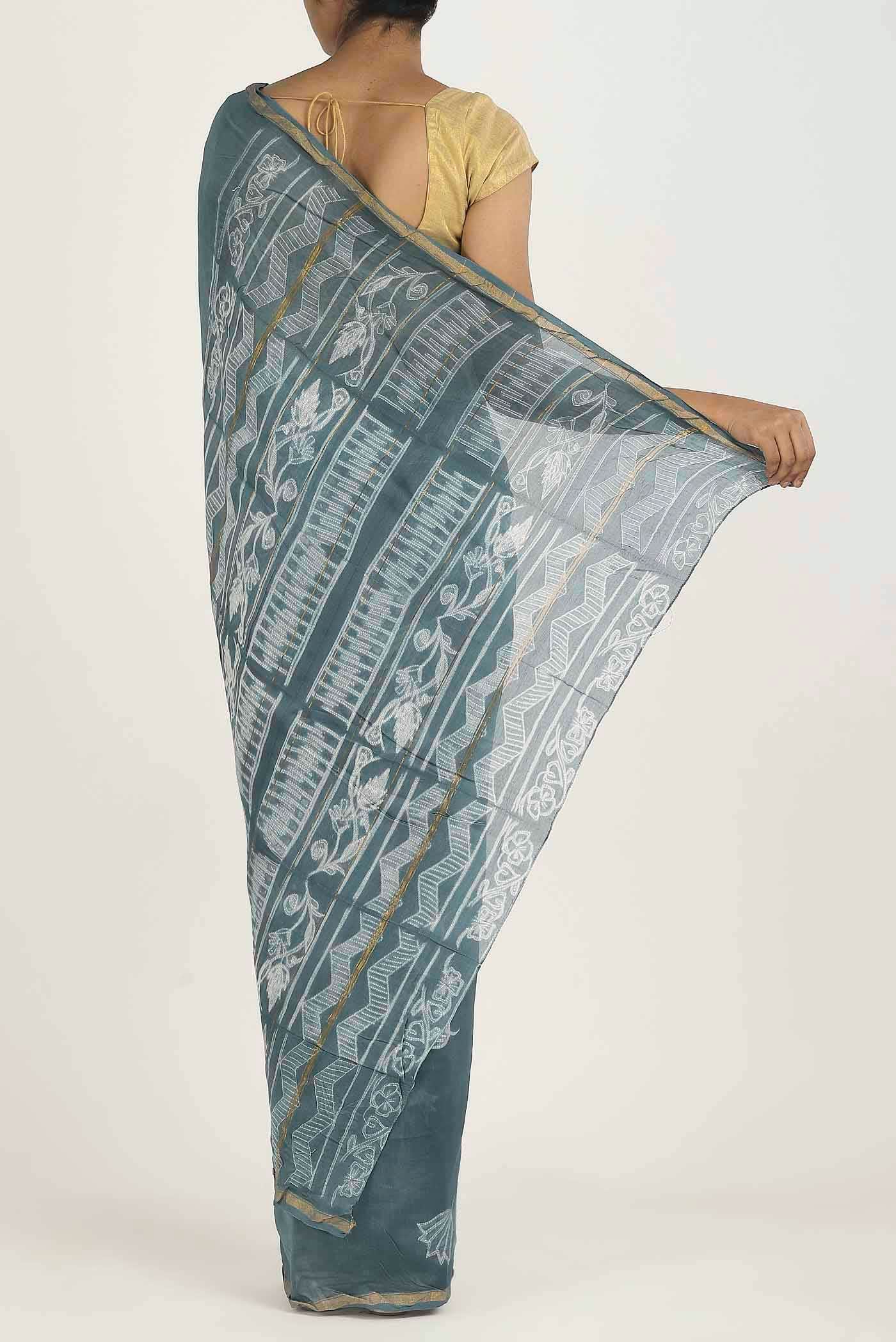 Green Chanderi Silk Cotton Saree
