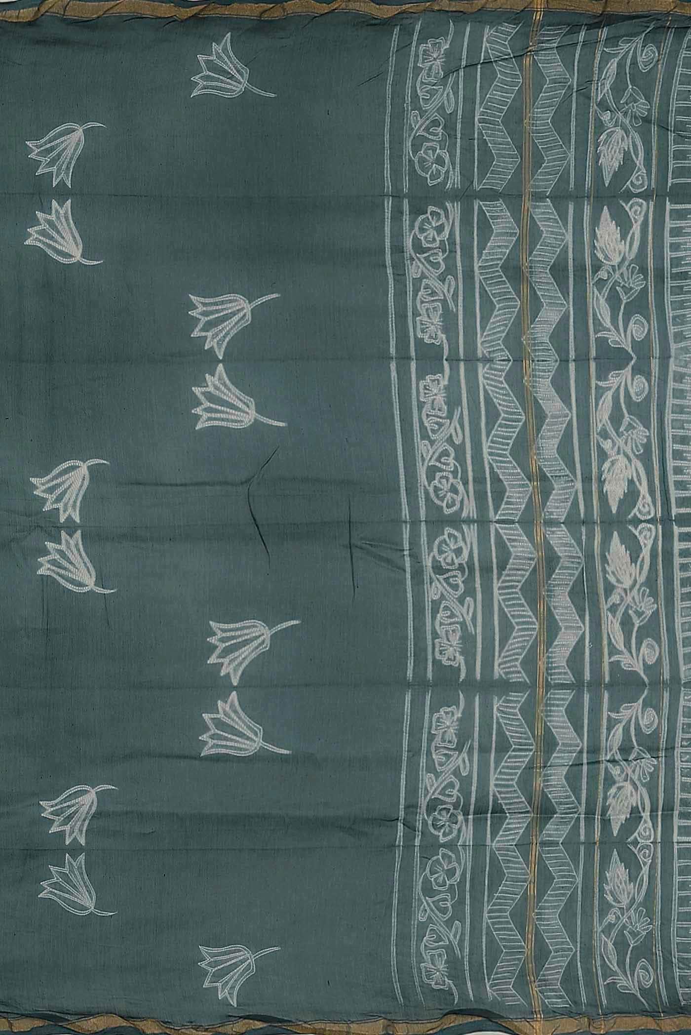 Green Chanderi Silk Cotton Saree