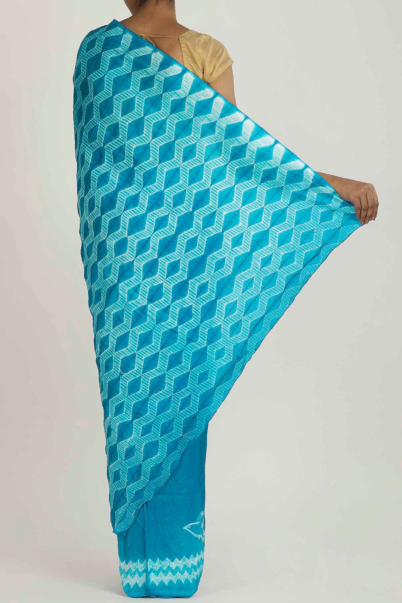 Blue Printed Cotton Saree