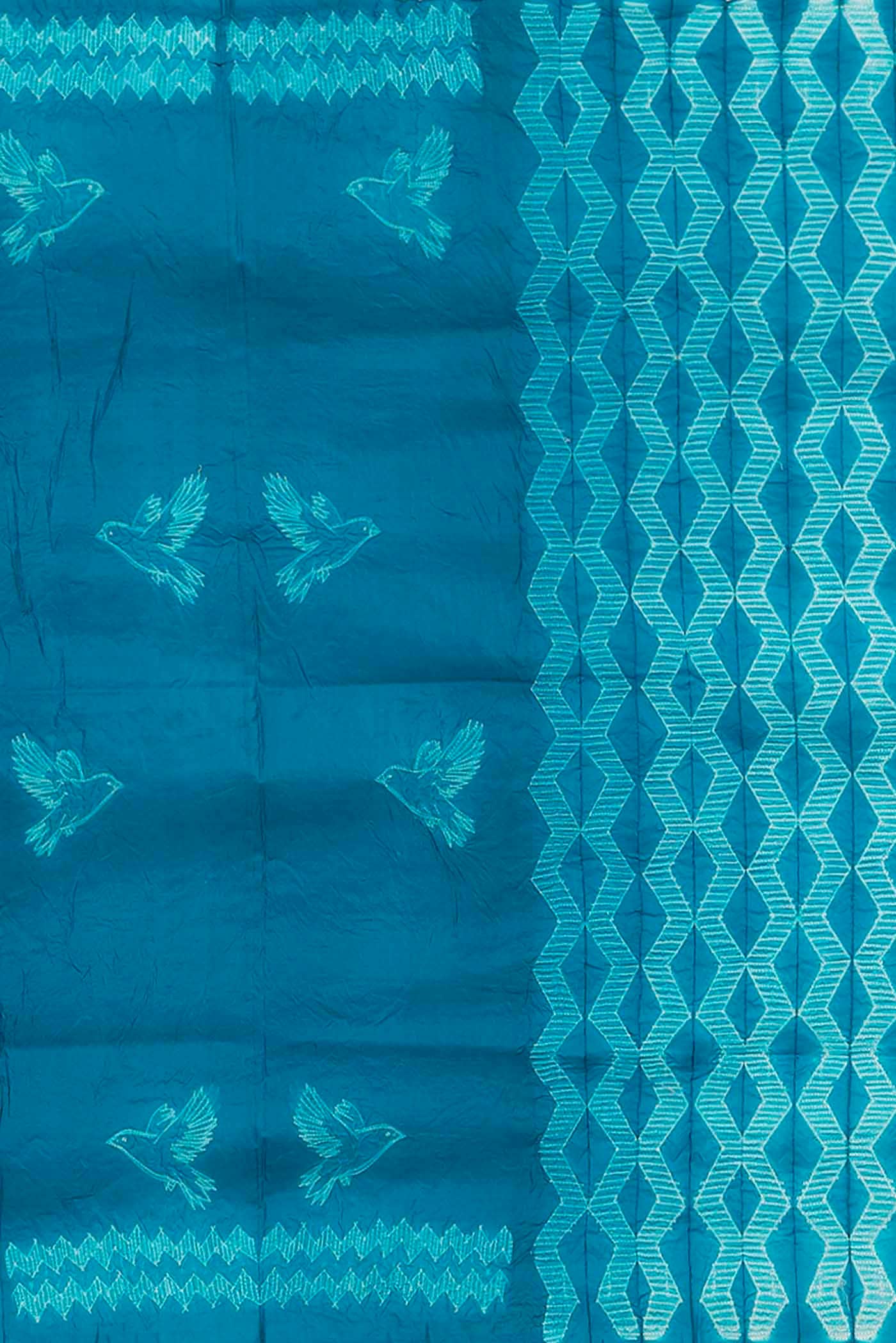 Blue Printed Cotton Saree