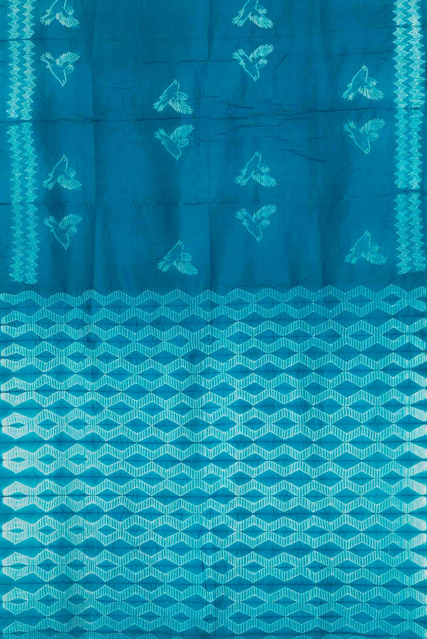 Blue Printed Cotton Saree
