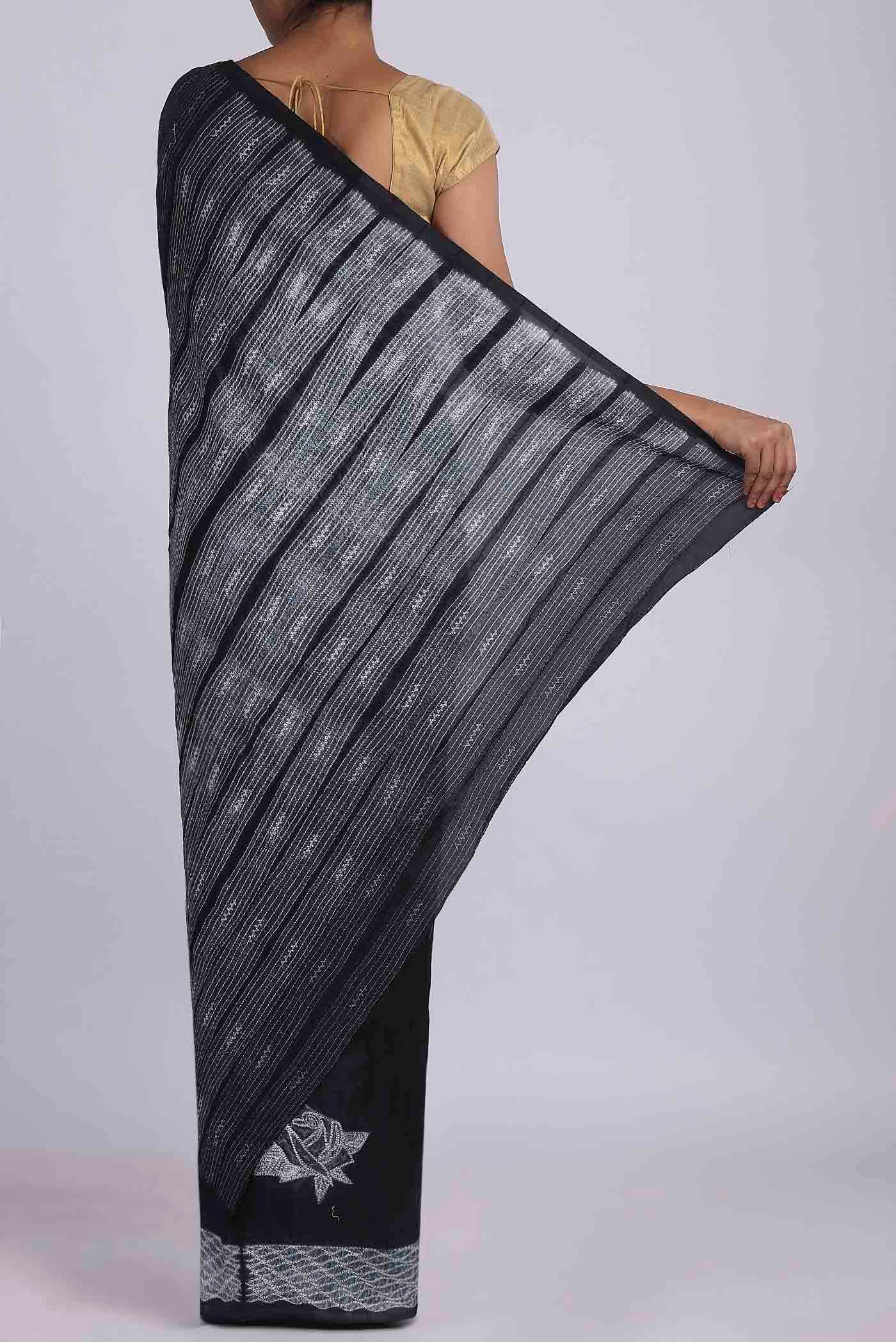 Black Tussar Silk Saree