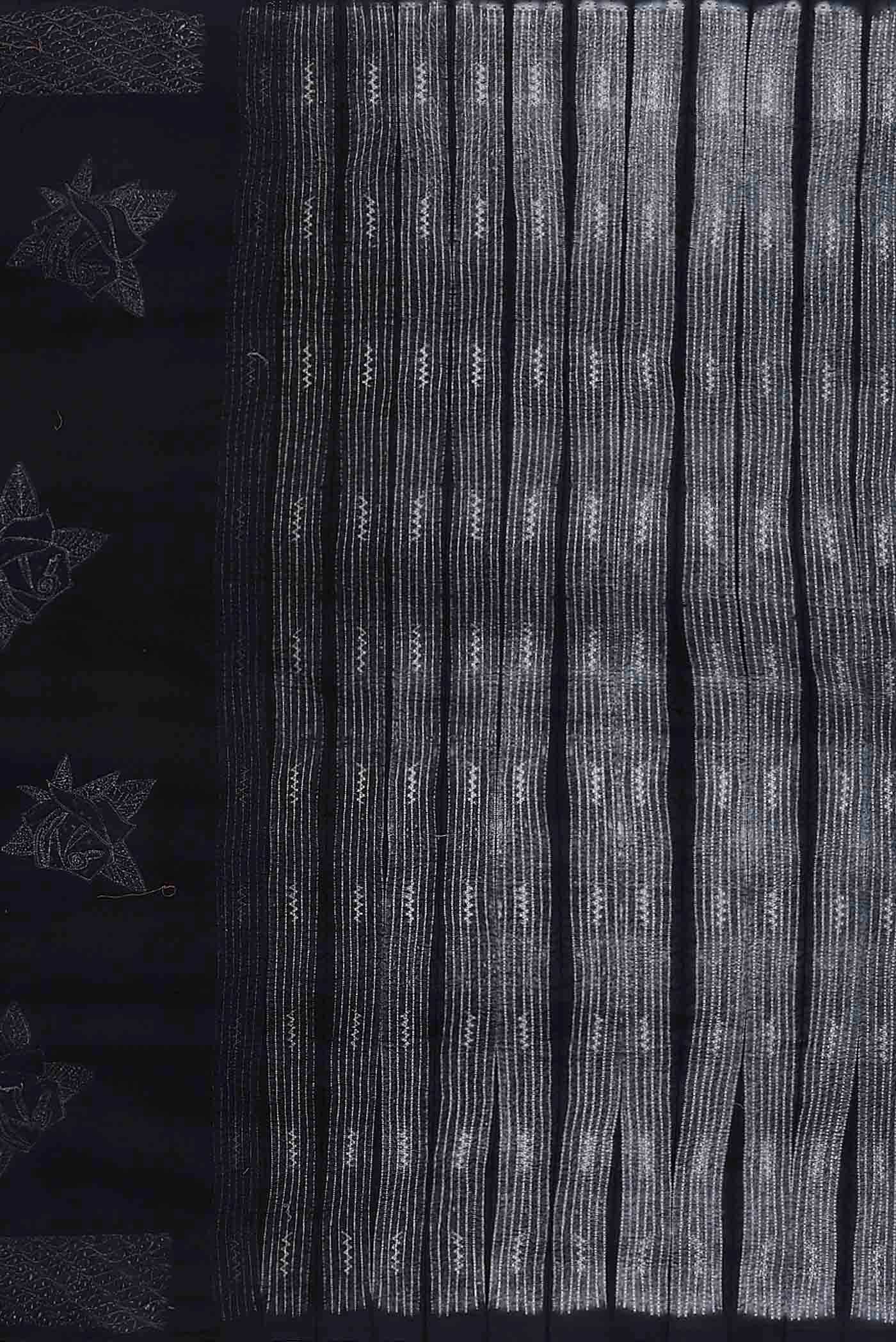 Black Tussar Silk Saree