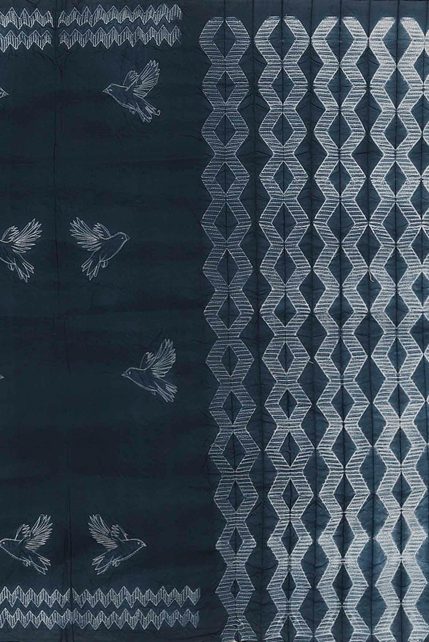 Blue Printed Cotton Saree
