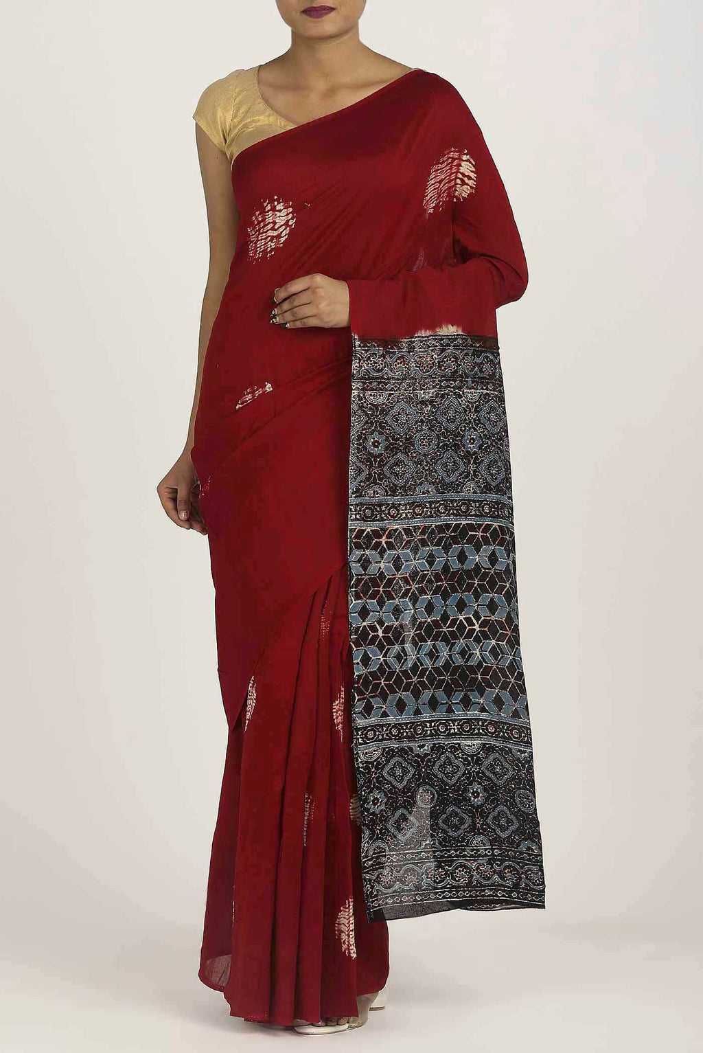 Maroon Chanderi Silk Cotton Saree