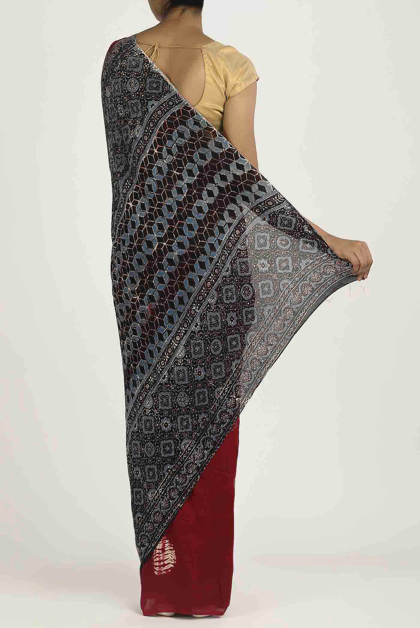 Maroon Chanderi Silk Cotton Saree