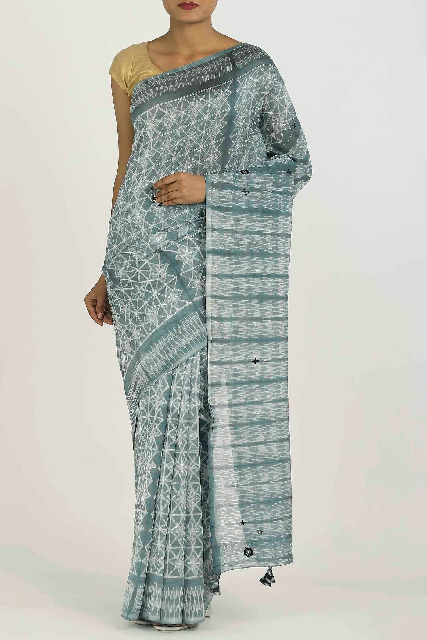 Green Chanderi Silk Cotton Saree