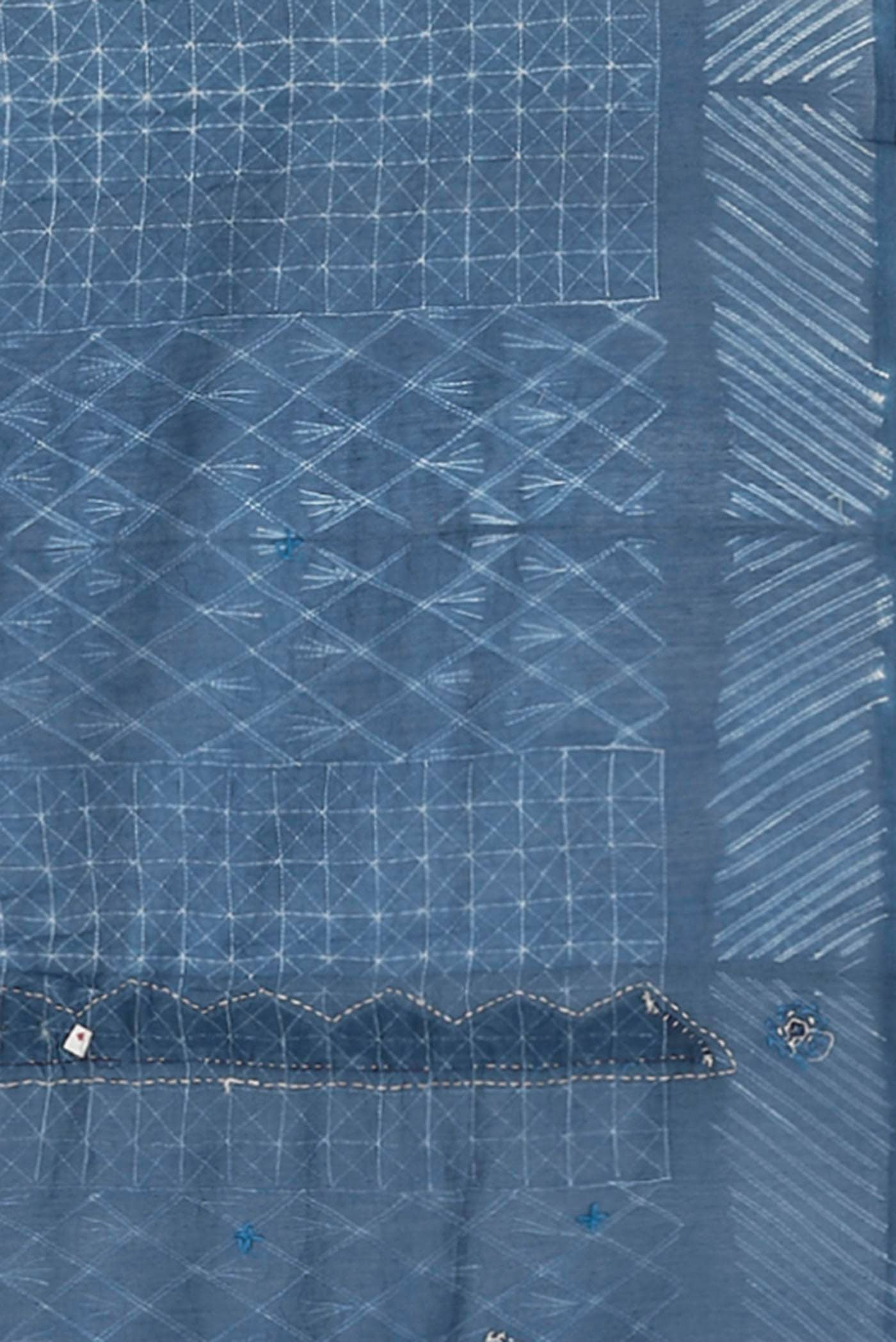 Blue Printed Cotton Saree