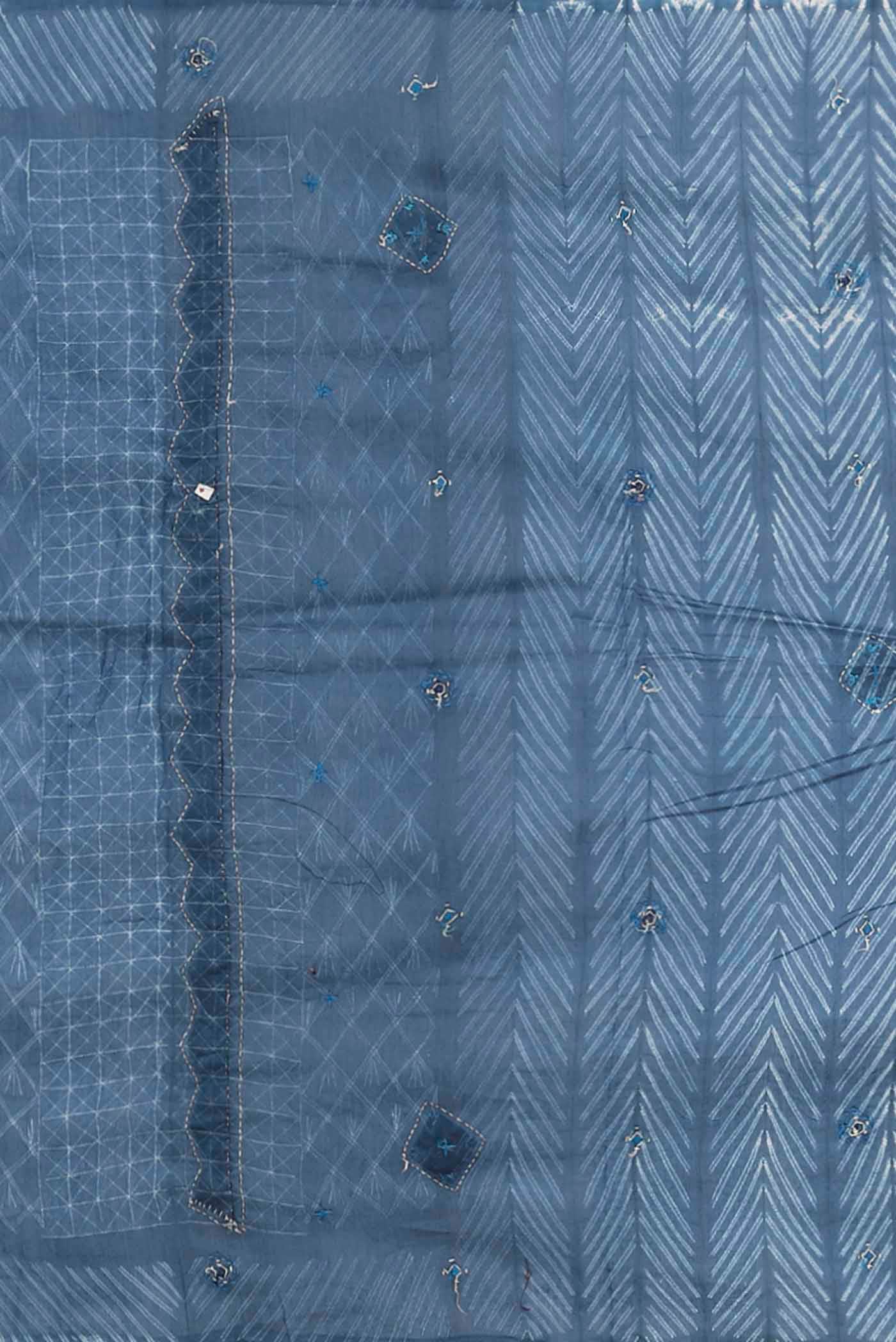 Blue Printed Cotton Saree
