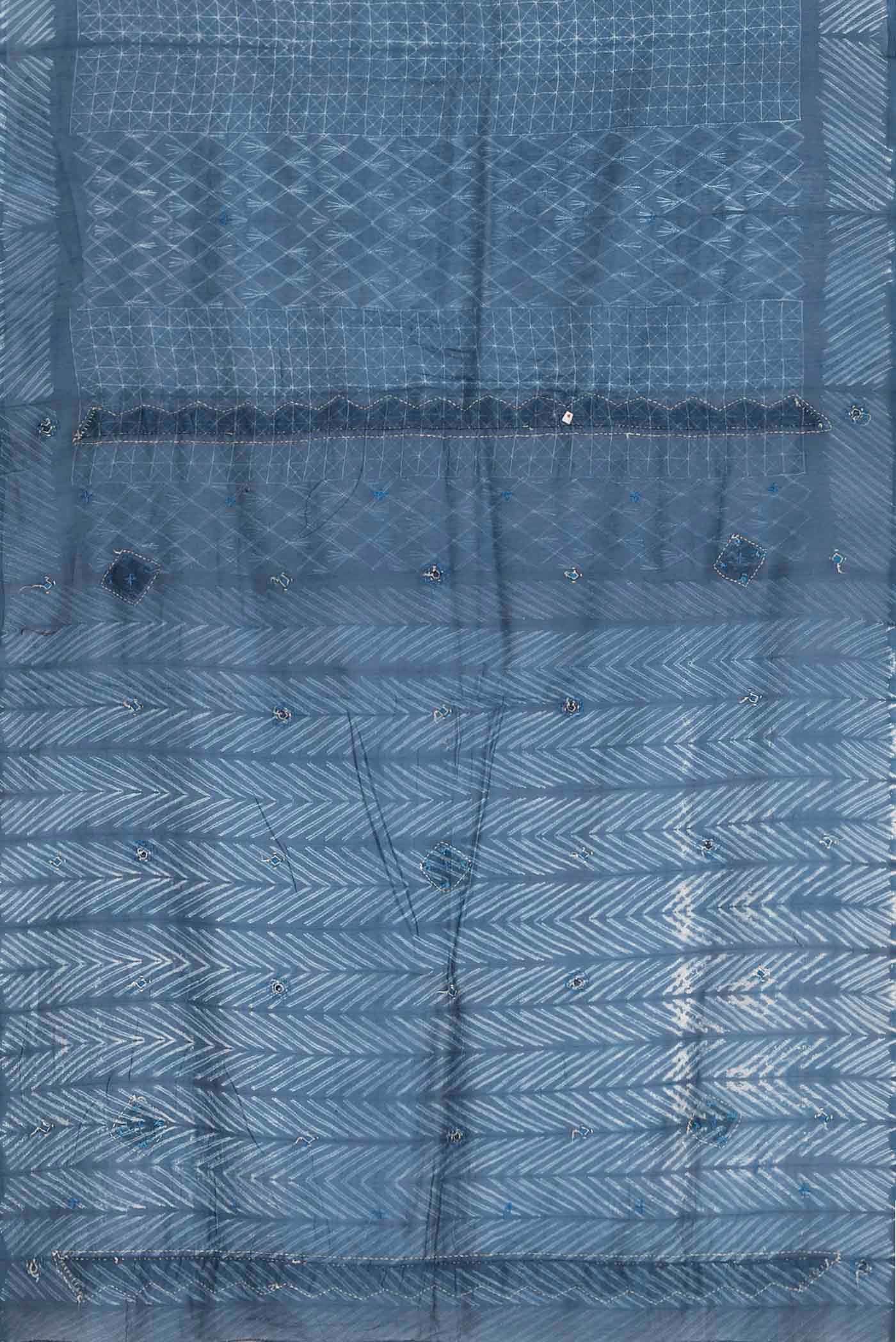 Blue Printed Cotton Saree