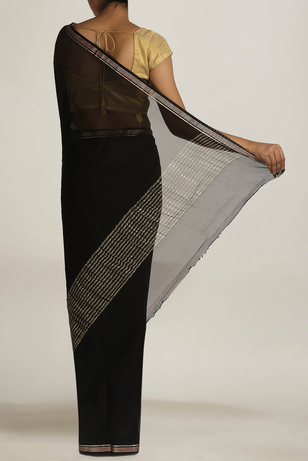 Black Mysore Chiffon Saree